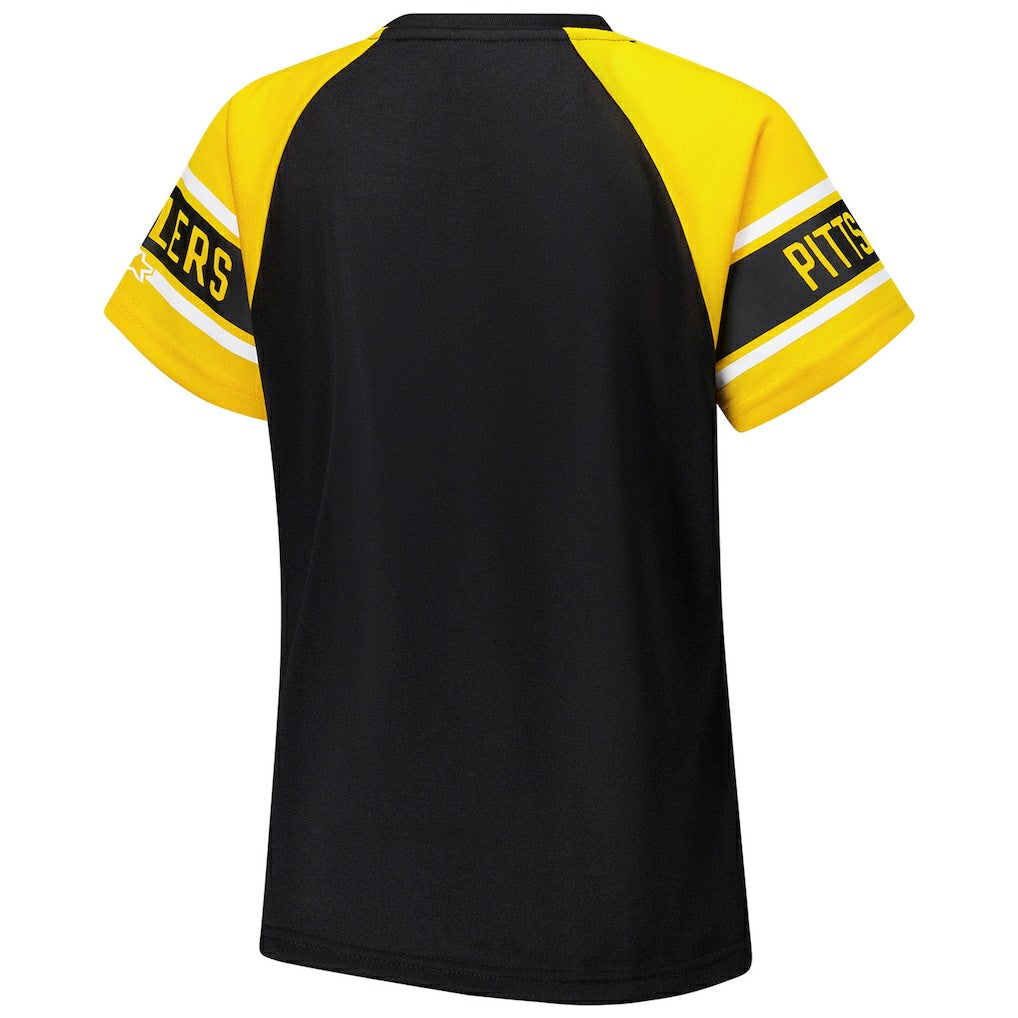 Pittsburgh Steelers Starter Women's 1st Rounder Color Block Raglan Top Black - NFL