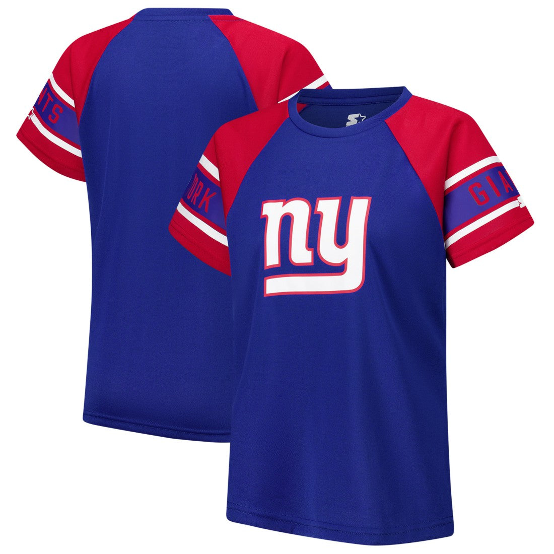 New York Giants Starter Women's 1st Rounder Color Block Raglan Top Royal - NFL