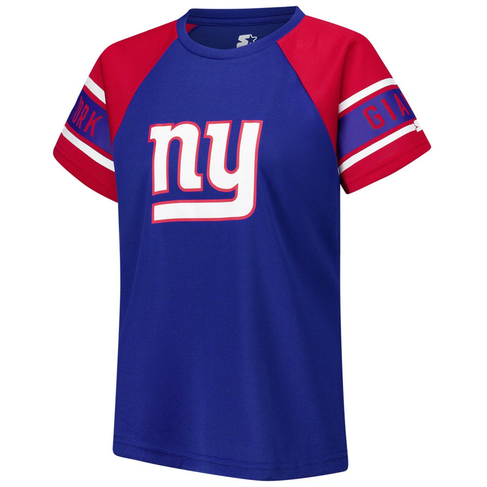 New York Giants Starter Women's 1st Rounder Color Block Raglan Top Royal - NFL