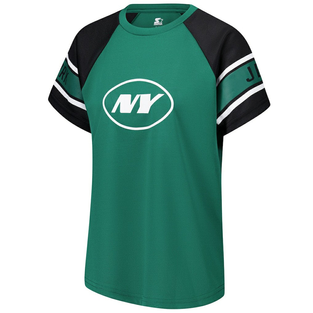 New York Jets Starter Women's 1st Rounder Color Block Raglan Top Green - NFL
