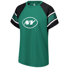 New York Jets Starter Women's 1st Rounder Color Block Raglan Top Green - NFL