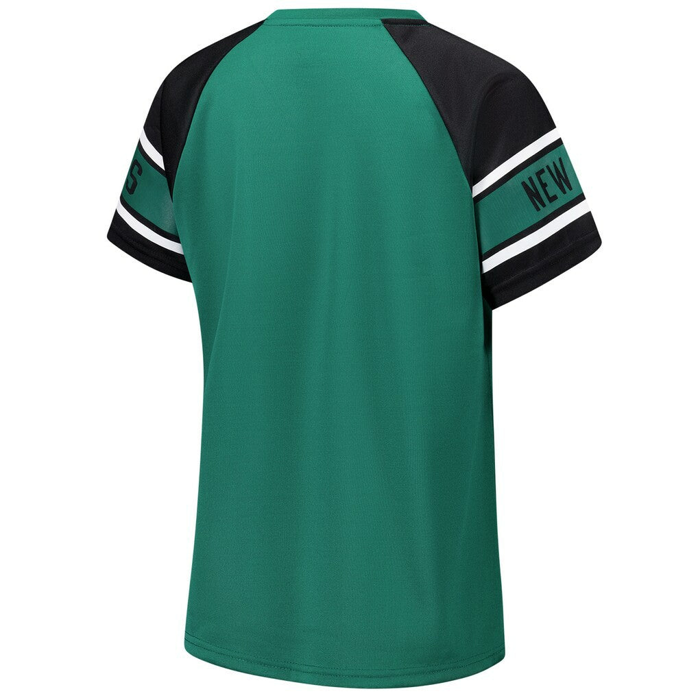 New York Jets Starter Women's 1st Rounder Color Block Raglan Top Green - NFL