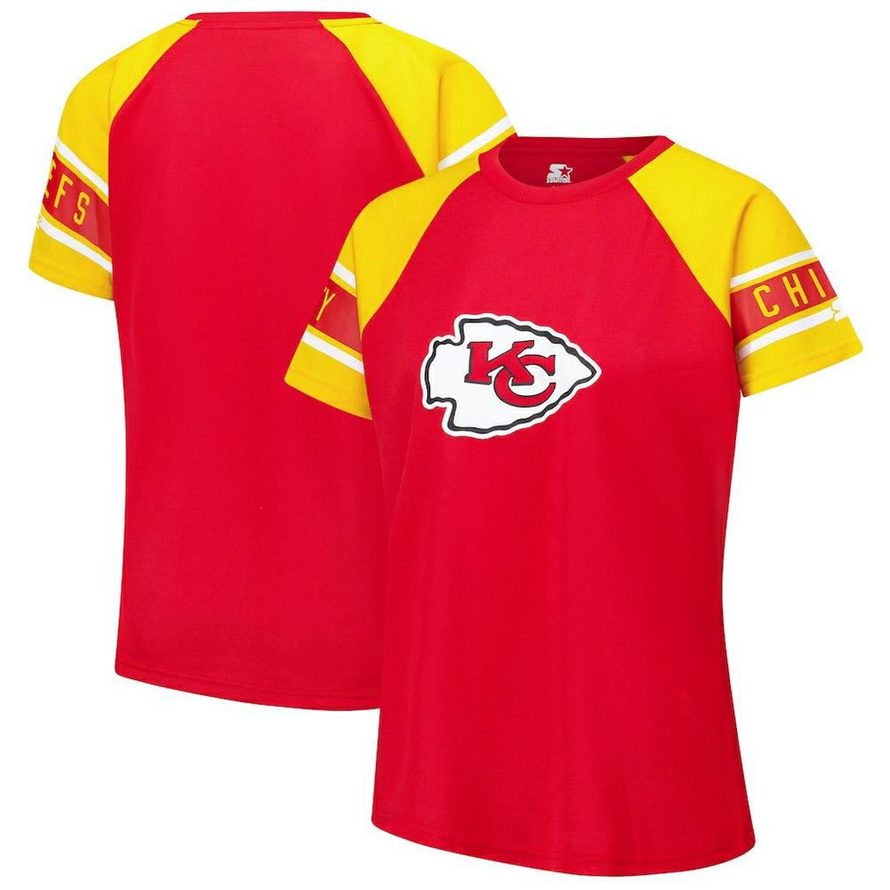 Kansas City Chiefs Starter Women's 1st Rounder Color Block Raglan Top Red - NFL