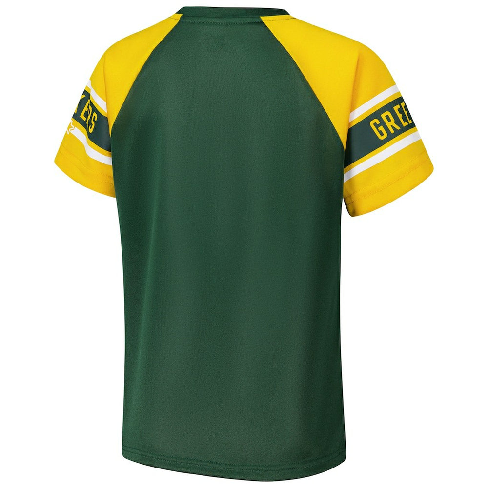 Green Bay Packers Starter Women's 1st Rounder Color Block Raglan Top Green - NFL