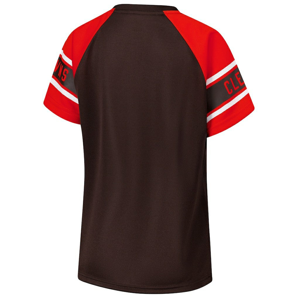 Cleveland Browns Starter Women's 1st Rounder Color Block Raglan Top Brown - NFL