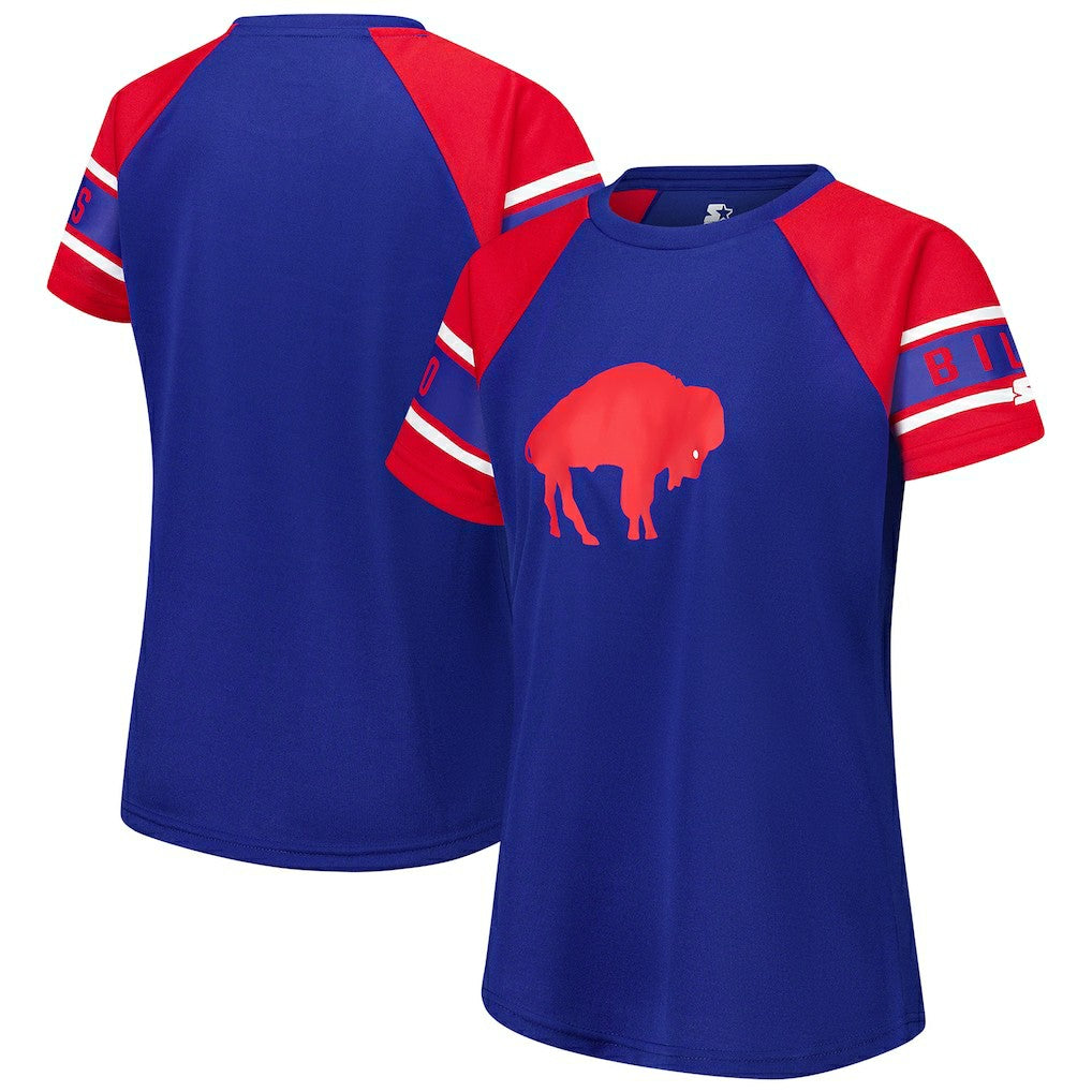 Buffalo Bills Starter Women's 1st Rounder Color Block Raglan Top Royal - NFL
