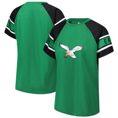 Philadelphia Eagles Starter Women's 1st Rounder Color Block Raglan Top Kelly Green - NFL