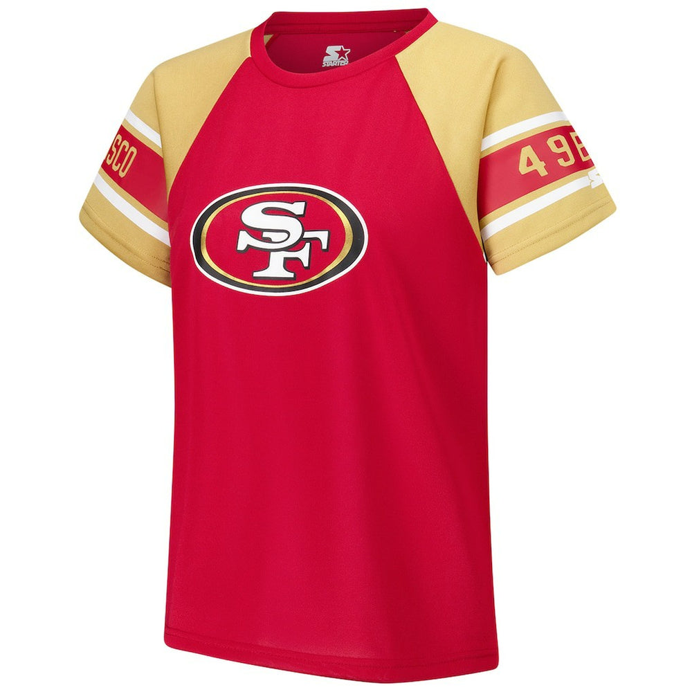 San Francisco 49ers Starter Women's 1st Rounder Color Block Raglan Top Red - NFL