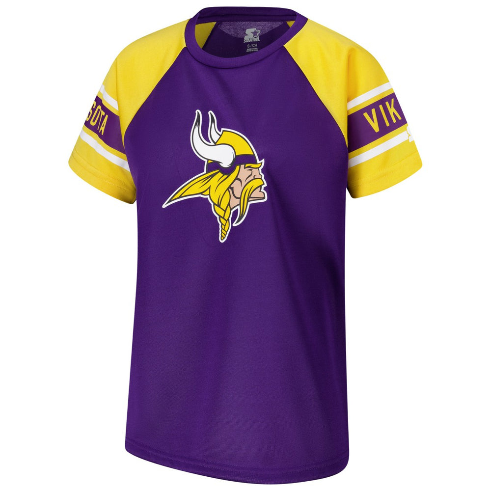 Minnesota Vikings Starter Women's 1st Rounder Color Block Raglan Top Purple - NFL