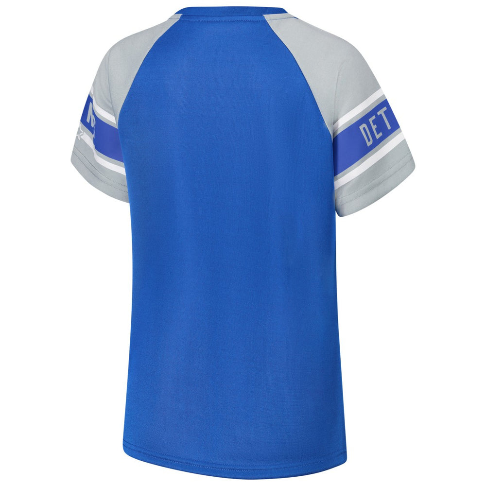 Detroit Lions Starter Women's 1st Rounder Color Block Raglan Top Blue - NFL