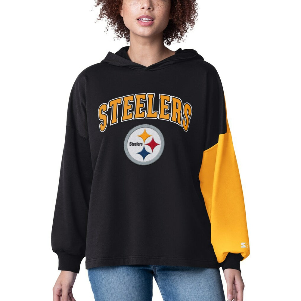 Pittsburgh Steelers Starter Women's Power Move Long Sleeve Pullover Hoodie Black - NFL