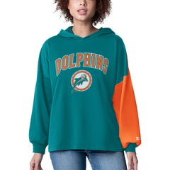 Miami Dolphins Starter Women's Power Move Long Sleeve Pullover Hoodie Aqua - NFL
