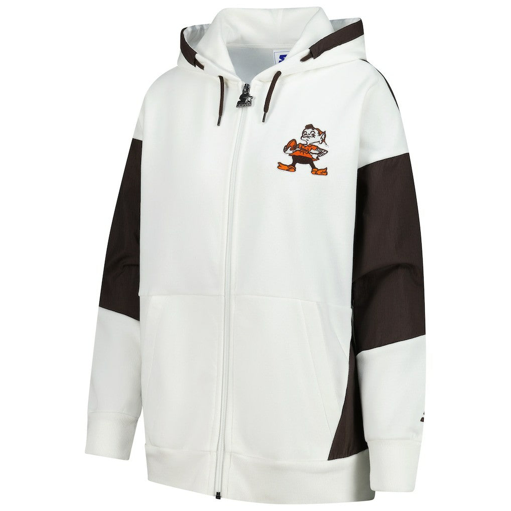Cleveland Browns Starter Women's Scrimmage Full-Zip Hoodie White - NFL