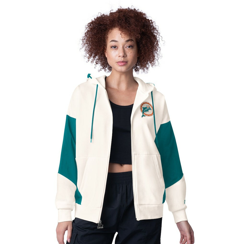 Miami Dolphins Starter Women's Scrimmage Full-Zip Hoodie White - NFL