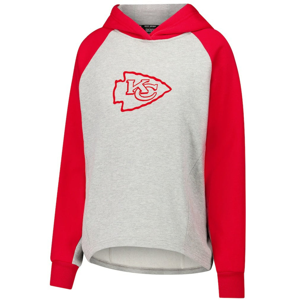 Kansas City Chiefs DKNY Sport Women's Joy Cropped Raglan Pullover Hoodie - Gray/Red - NFL