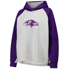 Baltimore Ravens DKNY Sport Women's Joy Cropped Raglan Pullover Hoodie - Gray/Purple - NFL