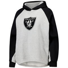 Las Vegas Raiders DKNY Sport Women's Joy Cropped Raglan Pullover Hoodie - Gray/Black - NFL