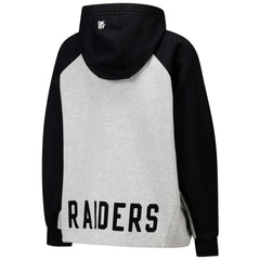 Las Vegas Raiders DKNY Sport Women's Joy Cropped Raglan Pullover Hoodie - Gray/Black - NFL