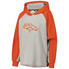 Denver Broncos DKNY Sport Women's Joy Cropped Raglan Pullover Hoodie - Gray/Orange - NFL