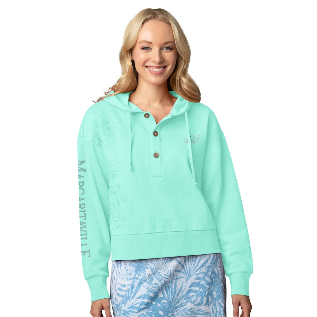 Philadelphia Eagles Margaritaville Women's Island Dream Solid Pullover Hoodie Mint - NFL