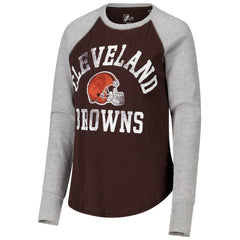 Cleveland Browns G-III 4Her by Carl Banks Women's Waffle Knit Raglan Long Sleeve T-Shirt Brown/Heather Gray - NFL