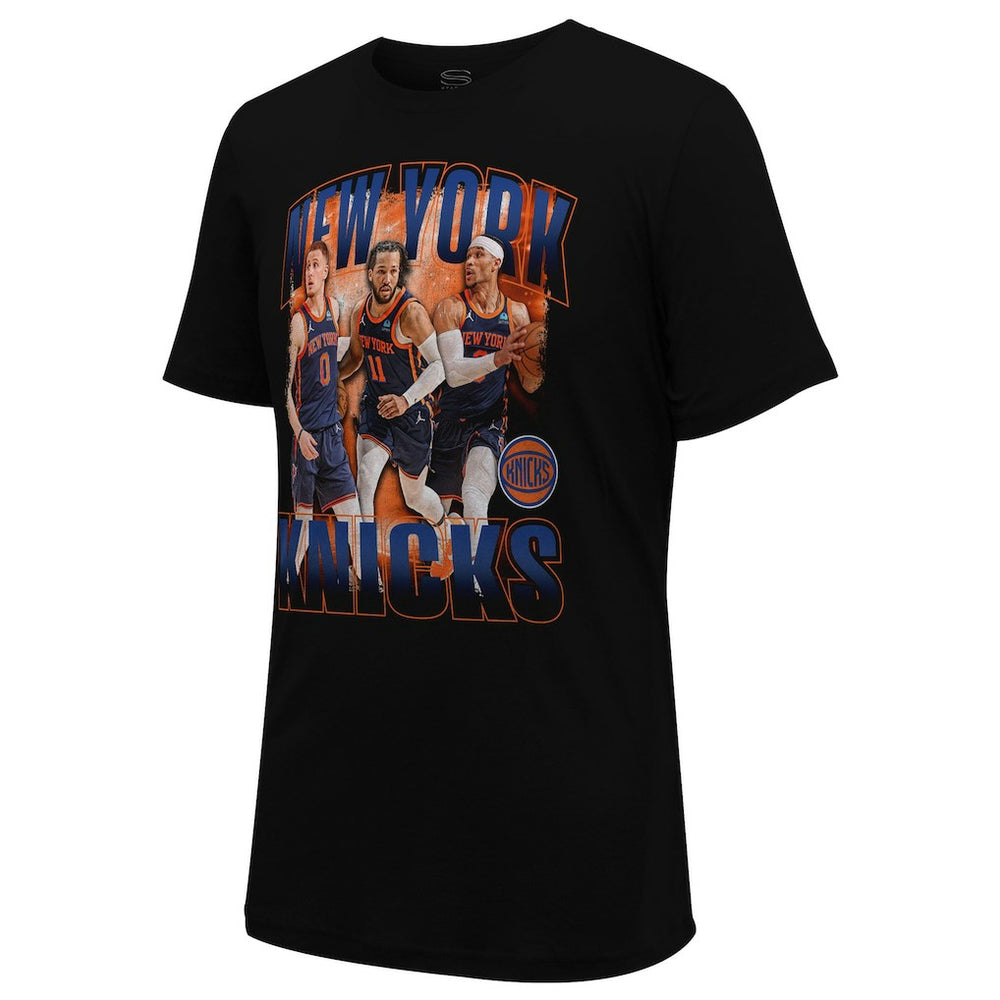 NBA - Jalen Brunson, Donte DiVincenzo & Josh Hart New York Knicks Stadium Essentials Unisex Trio T-Shirt - Black