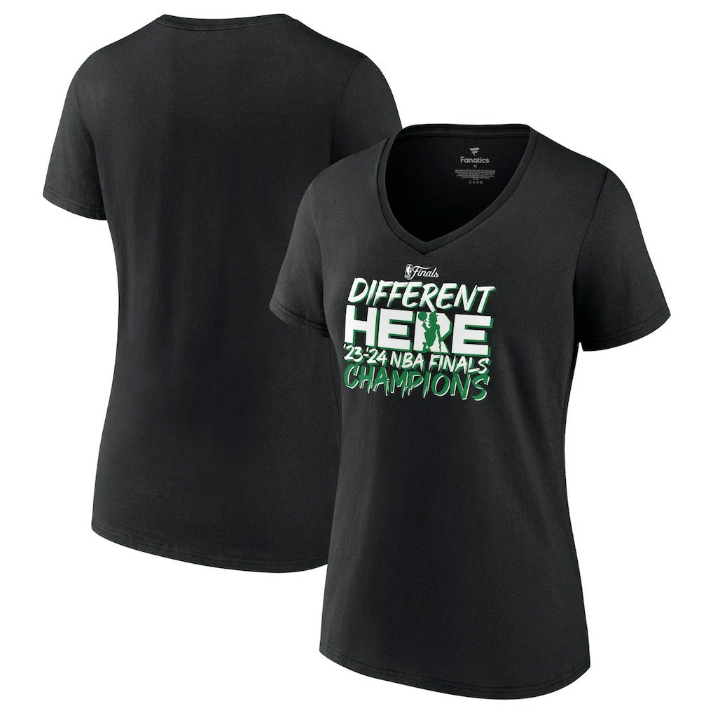 Fanatics - Boston Celtics Women's 2024 NBA Finals Champions Pump Fake Hometown Originals V-Neck T-Shirt - Black