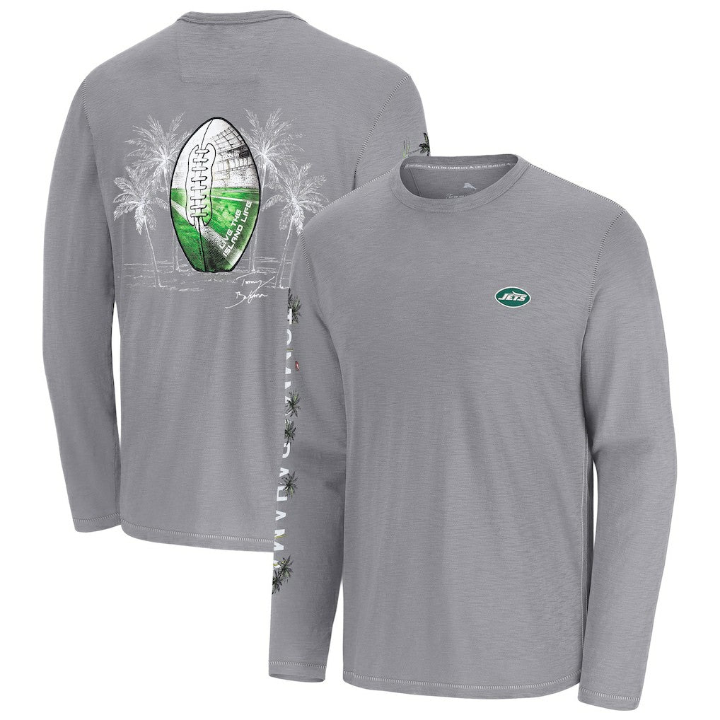 New York Jets Oasis Endzone Lux Long Sleeve T-Shirt Gray - Tommy Bahama