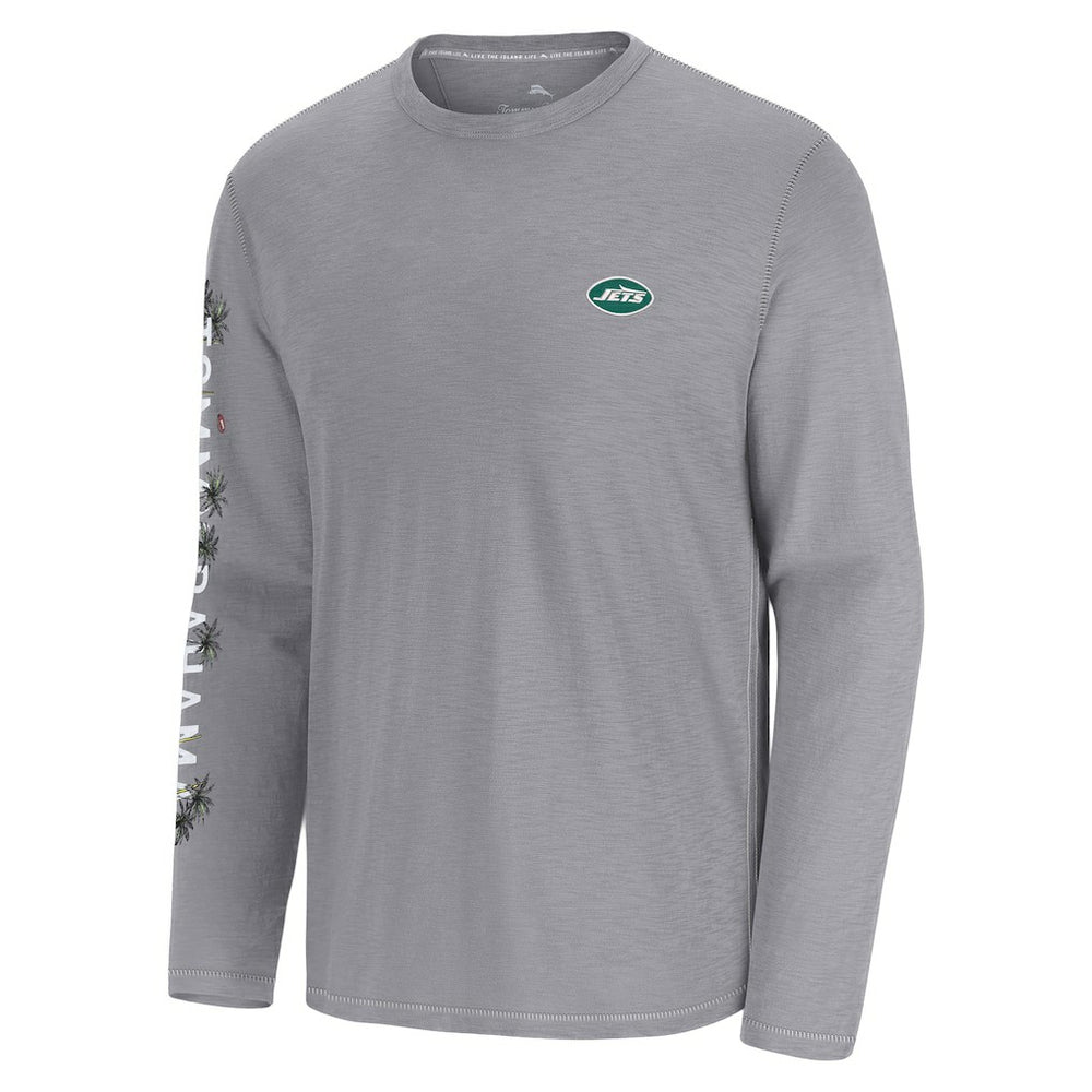 New York Jets Oasis Endzone Lux Long Sleeve T-Shirt Gray - Tommy Bahama