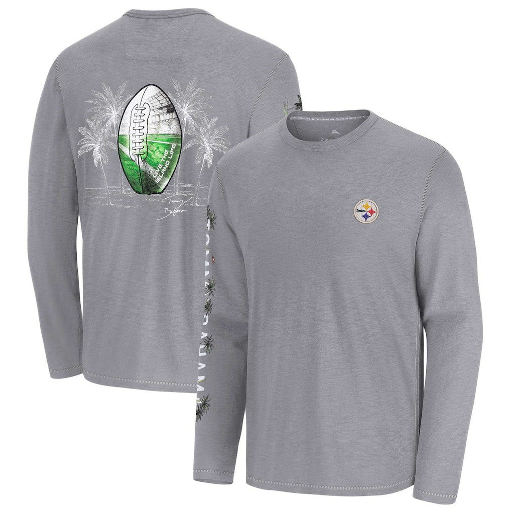Pittsburgh Steelers Oasis Endzone Lux Long Sleeve T-Shirt Gray - Tommy Bahama
