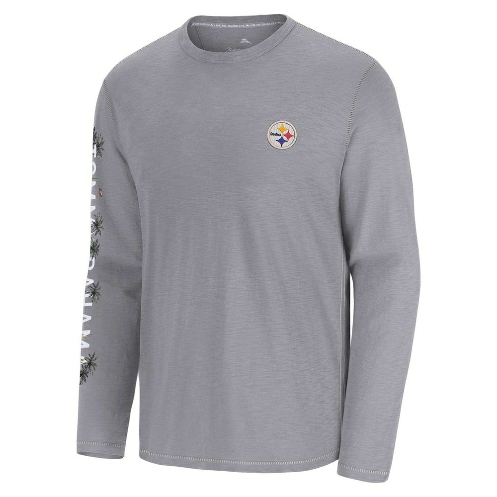 Pittsburgh Steelers Oasis Endzone Lux Long Sleeve T-Shirt Gray - Tommy Bahama