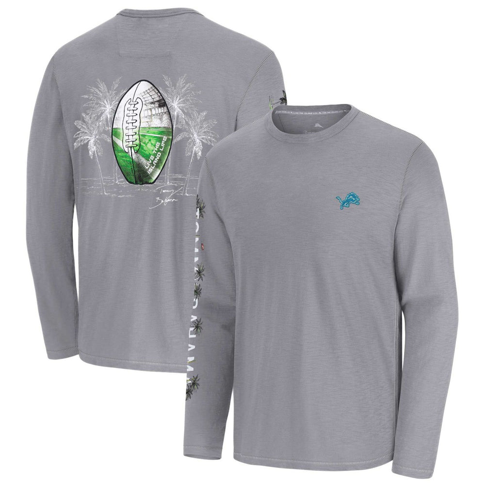 Detroit Lions Oasis Endzone Lux Long Sleeve T-Shirt Gray - Tommy Bahama