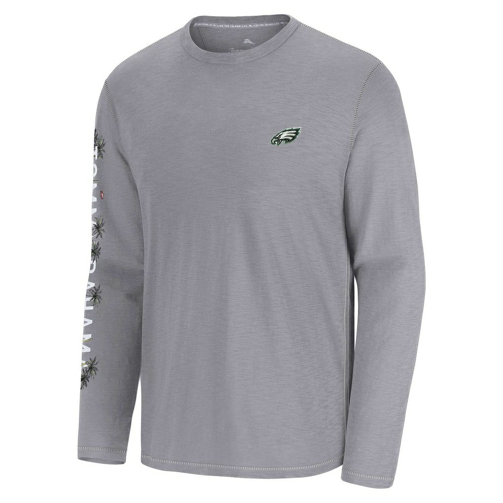 Philadelphia Eagles Oasis Endzone Lux Long Sleeve T-Shirt Gray - Tommy Bahama