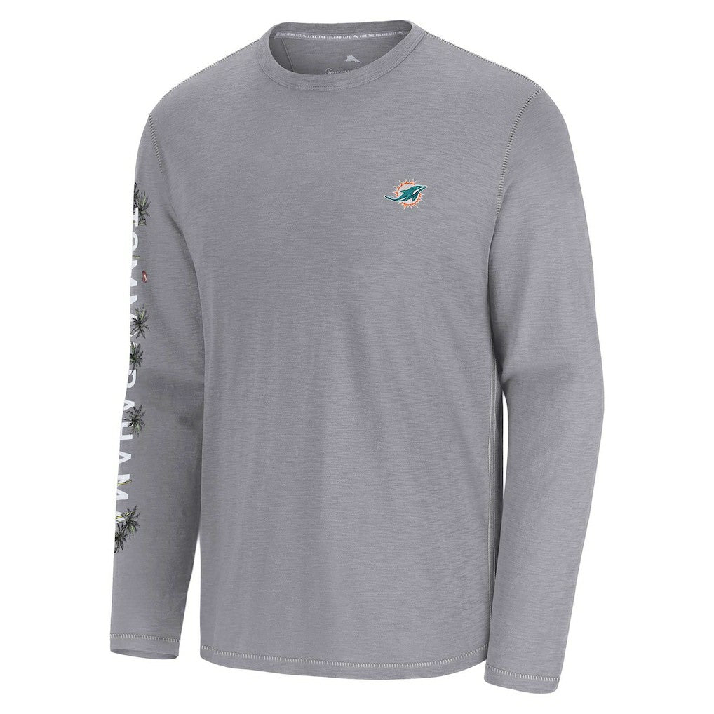 Miami Dolphins Oasis Endzone Lux Long Sleeve T-Shirt Gray - Tommy Bahama