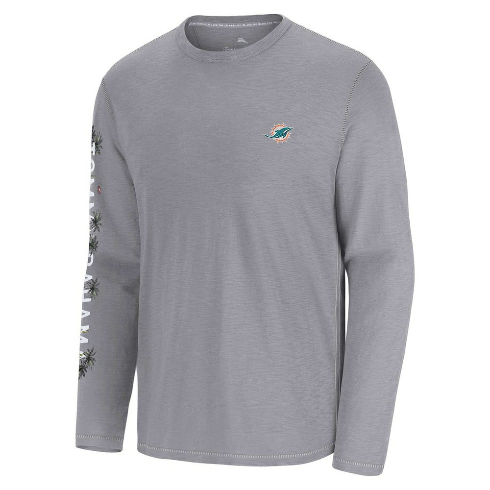 Miami Dolphins Oasis Endzone Lux Long Sleeve T-Shirt Gray - Tommy Bahama