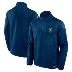 Seattle Kraken Fanatics Big & Tall Authentic Pro Quarter-Zip Top Navy
