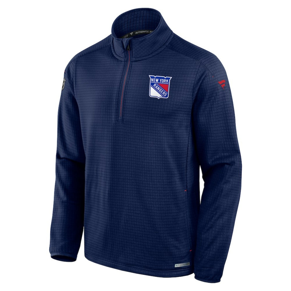 New York Rangers Fanatics Big & Tall Authentic Pro Quarter-Zip Top Navy