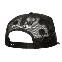 Mitchell & Ness - Golden State Warriors Monogram Allover Logo Mesh Trucker Adjustable Hat - Black