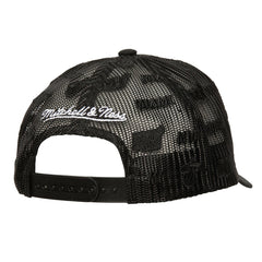 Mitchell & Ness - Miami Heat Monogram Allover Logo Mesh Trucker Adjustable Hat - Black