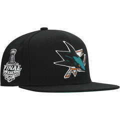 San Jose Sharks - Mitchell & Ness Core Top Spot Snapback Hat Black