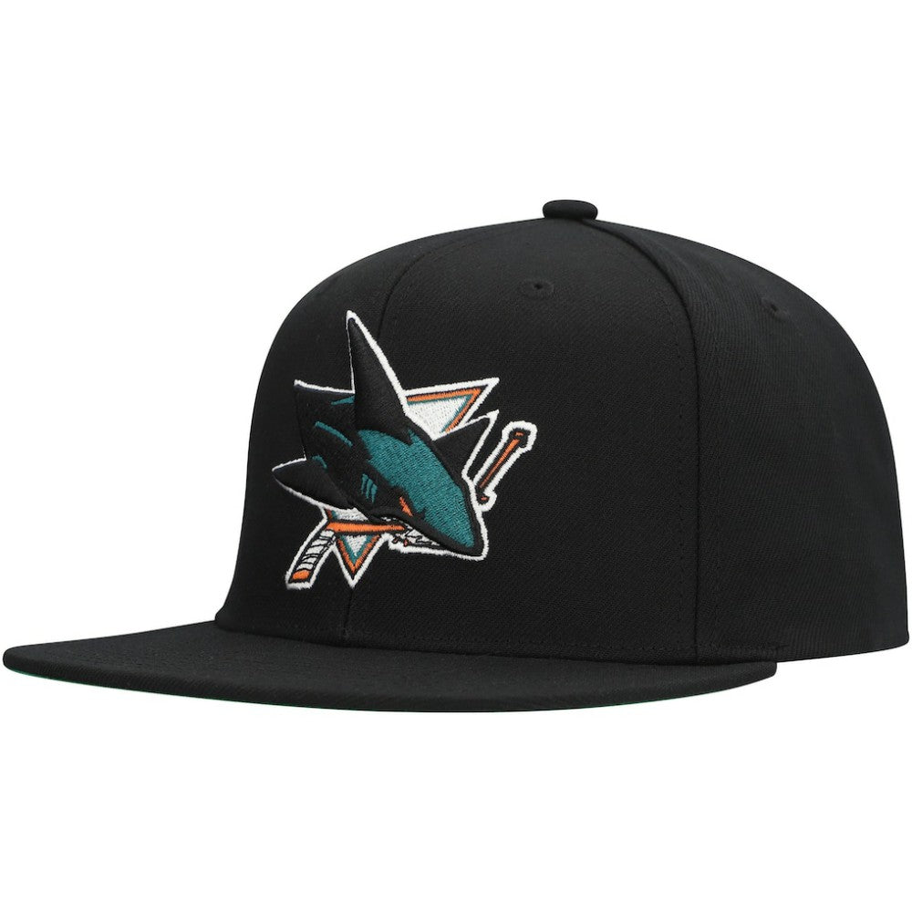 San Jose Sharks - Mitchell & Ness Core Top Spot Snapback Hat Black