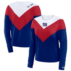 New York Giants WEAR by Erin Andrews Women's Chevron Tri-Blend Long Sleeve T-Shirt Royal/Red - NFL