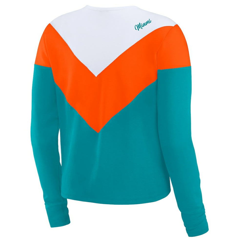 Miami Dolphins WEAR by Erin Andrews Women's Chevron Tri-Blend Long Sleeve T-Shirt Aqua/Orange - NFL