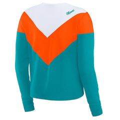 Miami Dolphins WEAR by Erin Andrews Women's Chevron Tri-Blend Long Sleeve T-Shirt Aqua/Orange - NFL