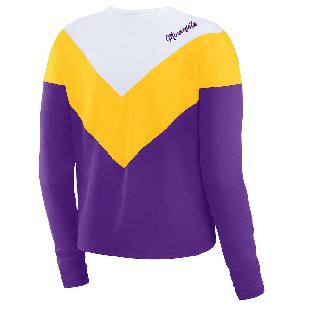 Minnesota Vikings WEAR by Erin Andrews Women's Chevron Tri-Blend Long Sleeve T-Shirt Purple/Gold - NFL