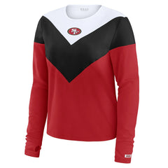 San Francisco 49ers WEAR by Erin Andrews Women's Chevron Tri-Blend Long Sleeve T-Shirt Scarlet/Black - NFL