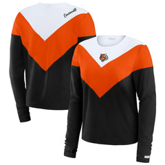 Cincinnati Bengals WEAR by Erin Andrews Women's Plus Size Chevron Tri-Blend Long Sleeve T-Shirt Black/Orange - NFL