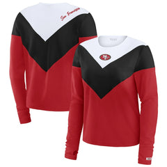 San Francisco 49ers WEAR by Erin Andrews Women's Plus Size Chevron Tri-Blend Long Sleeve T-Shirt Scarlet/Black - NFL