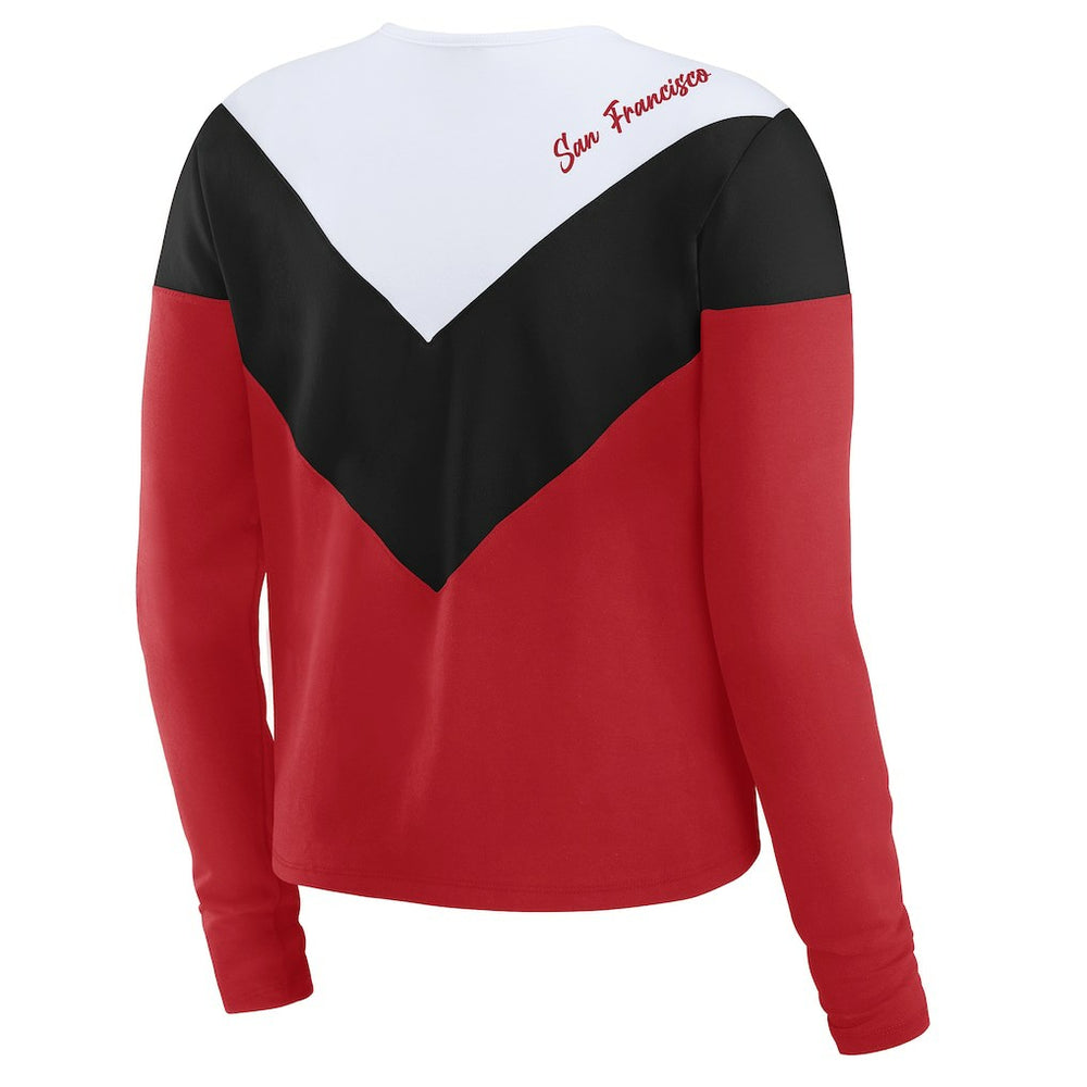 San Francisco 49ers WEAR by Erin Andrews Women's Plus Size Chevron Tri-Blend Long Sleeve T-Shirt Scarlet/Black - NFL