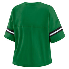 New York Jets WEAR by Erin Andrews Women's Color Block Boxy V-Neck T-Shirt Kelly Green - NFL